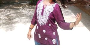 Purple Embroidered Kurta
