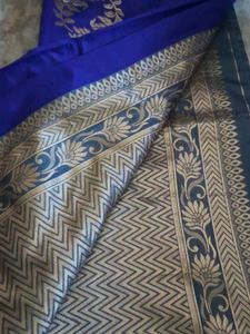 Blue Saree Ash Pallu Nice Looking