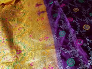 Purple &amp; Gold Banarasi Saree