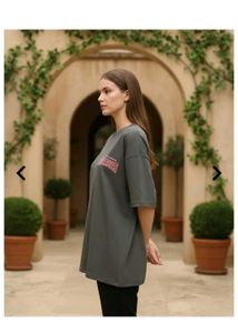 Shein cherry Gray Graphic Print Oversized T-Shirt