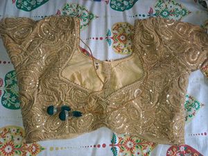 Preloved Velvet Golden Blouse With Sequins