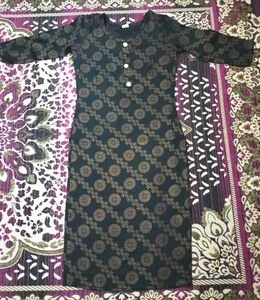 Black And Golden Printed Kurta
