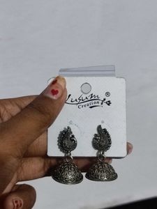 Small Oxidised Jhumka Set