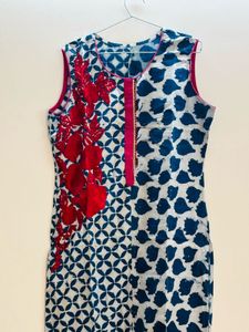 Printed Kurta Blue And Red