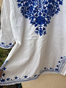 Short Kurti With Blue Work On It