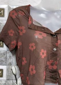 Floral Print Sheer Crop Top