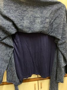 Navy Blue Knitted Winter Top