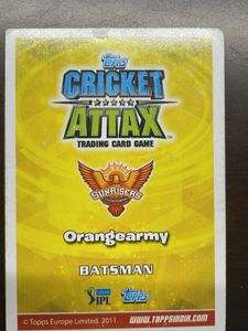 David Warner Cricket attax Silver card