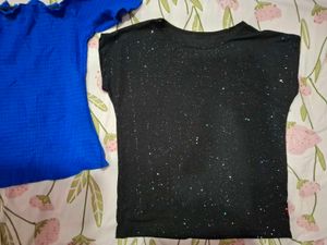 Blue and black tops combo