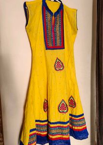 Yellow Embroidered Indian Kurta