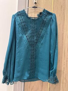 Elegant Teal Lace Blouse