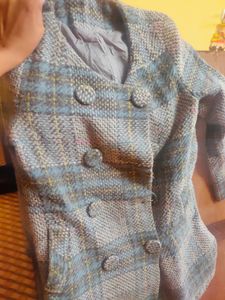 grey check pattern coat