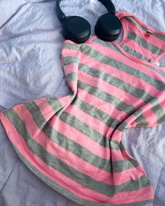 Striped Pink &amp; Grey Top