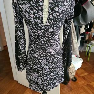 Dress Sheath Leopard Print Lace Black White Pink