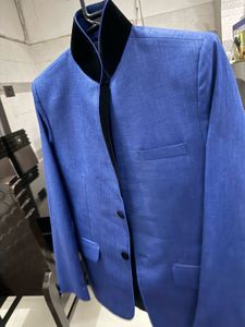 Stylish Blue Blazer with Black Collar