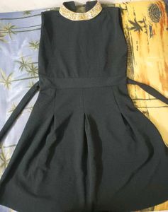 Beautiful Black Onepiece With Neck Work