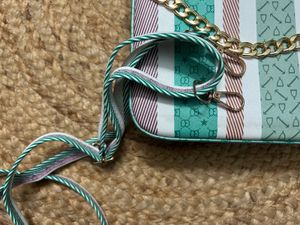 Striped Pouch with Chain