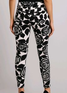 Black and White Floral Print Pants