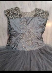 Grey Embellished Party Gown