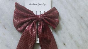 Burgundy Bow Hair Tie