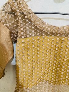 Golden Net Shimry Short Kurti