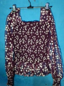 Floral Sheer Sleeve Top