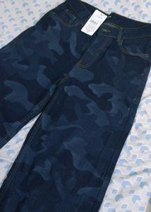 Camouflage Print wide leg Jeans
