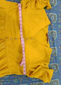 Ethenic Musturd Polyester Kurta Set With Dupatta