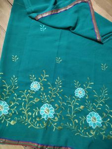 Elegant Green Embroidered Saree