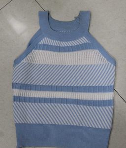 Striped Knit Tank Top - Blue &amp; White