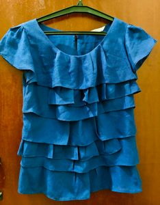 Ruffled Blue Top