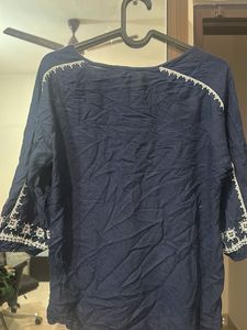 Embroidered Blue Top