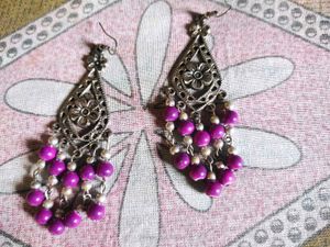 Boho Purple Beaded Dangle Earrings