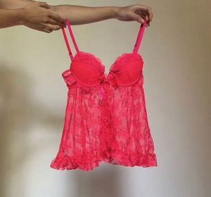h&amp;m Red Lace Lingerie corset Top