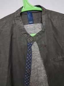 Indies Peter England Mandarin Collar Green Kurta