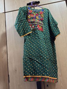 Green Printed bandhni kurta &amp; Leggings