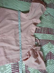 Pink Puff Sleeve Top With Green shirt Combo