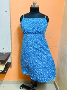 Blue Crepe Dress Xl Size