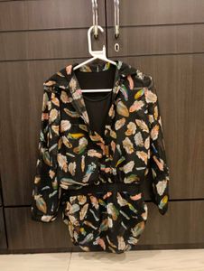 Gucci Brand Feather Print Mini Dress