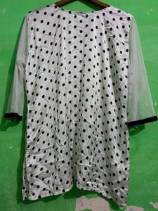 Like New Satin Kurta With Net Sleeves