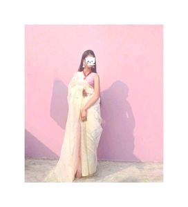 💛Elegant Cream Organza Saree💫✨