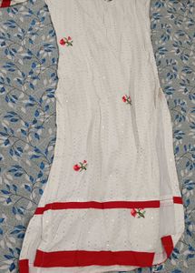 White Embroidered Kurta With Plazzo
