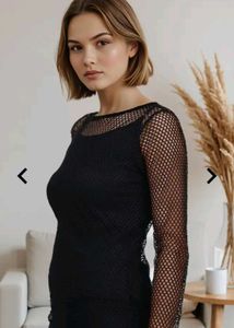 Hot 🔥 Chic Black Mini Mesh Dress for Night or par