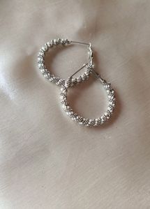 Beautiful White Circular Hoop Earrings