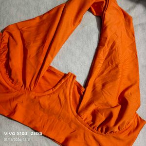 2111. Orange Halter Top