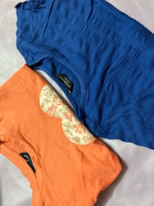 Combo Of Textured Ruffle Tee