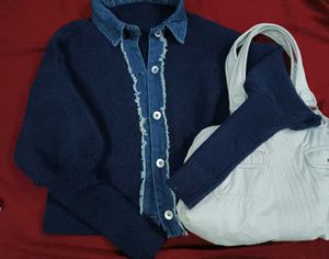 Denim Trim Cardigan