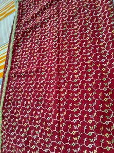 Red Floral Dupatta