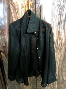 Lilyn Black Lace See-Through Shirt