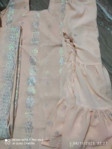 Peach Embroidered Kurta Set